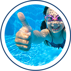 girl swimming thumbs up